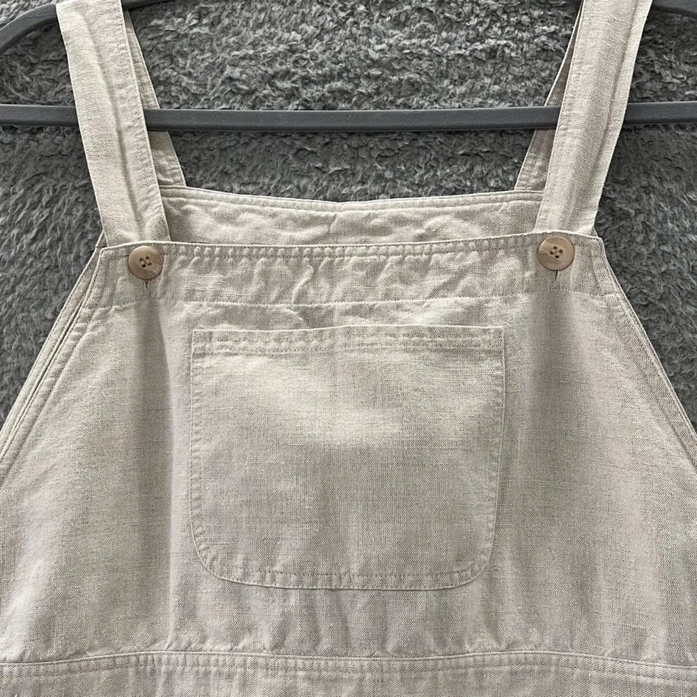 Vintage 90s Linen Blend Pinafore Jumper Maxi Dress Sleeveless Overall Indie - Picture 3 of 14